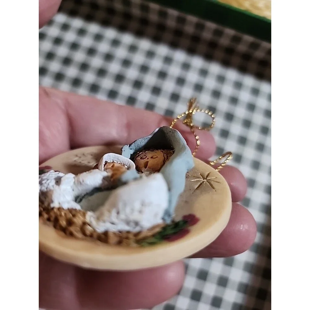 Vintage 1989 La Berge Pottery Resin Christmas Ornaments Lot of 3